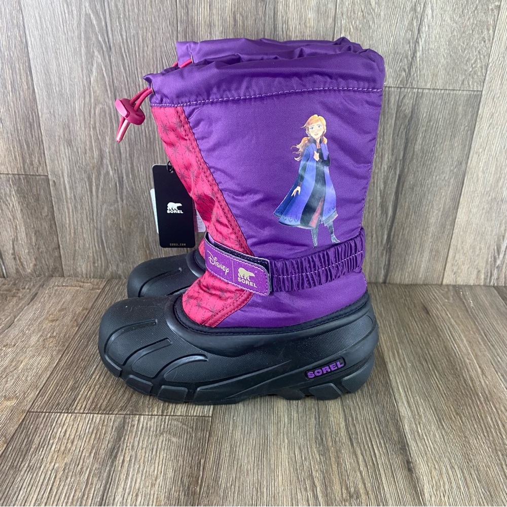 Sorel Disney Frozen Boot Girls Sz 3 Anna Flurry Waterproof Purple Pink Warm NWT